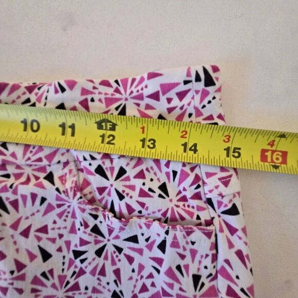 Slim-Sation Womens Geometric Stretch Pull-on Athletic Golf Skort Pink White Sz 8 - Picture 6 of 8